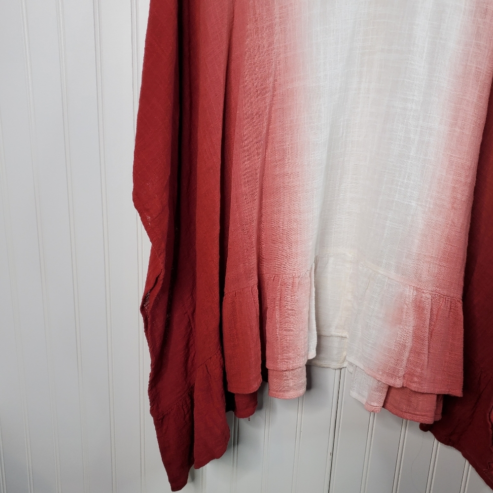 Lane Bryant Red Ombre Ruffle Hem Top Size 26/28 - Picture 5 of 9